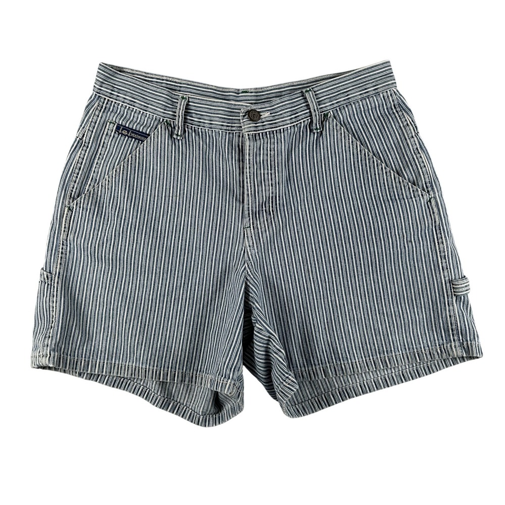 Vintage L.e.i Shorts Womens 11 Railroad Stripe Denim Utility Carpenter Y2K 2000s